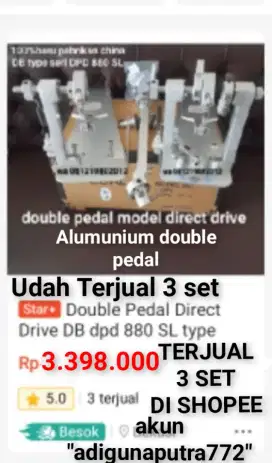 100%br TERJUAL 3 SET ALUMUNIUM DIRECT DRIVE DOUBLE PEDAL DB