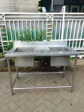 Doble sink ukuran 120x60x80 diameter sink 35c35x30 harga 3jta