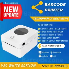 barcode printer thermal bluetooth stiker label VSC PL 9230UB USB WHite