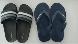 Sandal Selop ANDO Navy size 43 dan Sandal Jepit Indomaret Biru size 42