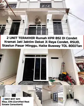 Rumah KPR BSI Di Kramat Jati Jakarta Dekat Jl Raya Condet RSUD Stasiun