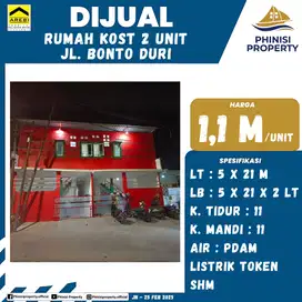 Dijual Rumah Kos Jalan Bonto Duri dekat Alauddin dan Pettarani