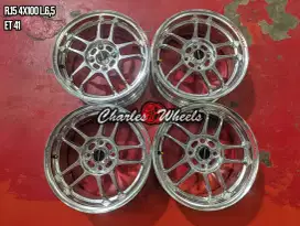 Jual velg racing hard r15 4x100 full mirror brio agya ayla dll