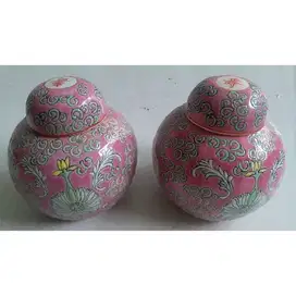 Vintage antik tempat arak / teh Family Rose Emperor dari porcelain utu