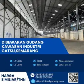 Disewa Gudang 1,9Ha KIC Semarang -Bangunan 16.000m²,2 menit Tol BU