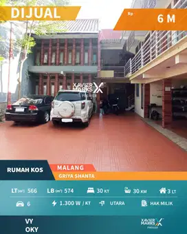 DIJUAL Murah Kost Aktif 30 KT di Griya Shanta, Suhat Lowokwaru, Malang