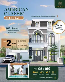 Dijual Rumah 3 lantai SHM di Gamping Yogyakarta Dekat kampus Umy
