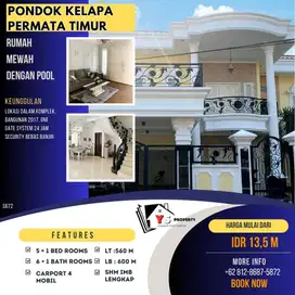 PERMATA TIMUR PONDOK KELAPA RUMAH MEWAH DIJUAL ADA PRIVATE POOL S672