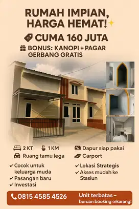Belum siap huni – perlu finishing ringan  Cocok untuk tempat tinggal