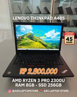 LENOVO THINKPAD A485 RYZEN 3 PRO 2300U RAM 8GB SSD 256GB LAPTOP