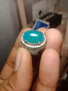 Cincin Batu Bacan Hijau Botol Ring Perak