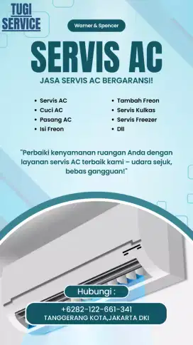 Terima service AC,mesin cuci,kulkas,pompa air dll