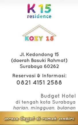 Hotel budget tengah kota Surabaya bisa harian mingguan bulanan