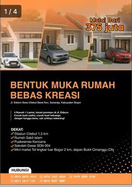 Rumah murah cluster 1.5 KM Stasiun Cilebut jalur utama