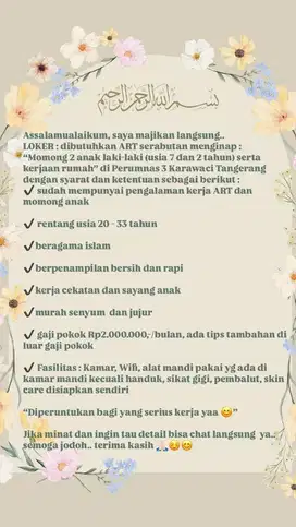 Loker ART Serabutan Tangerang