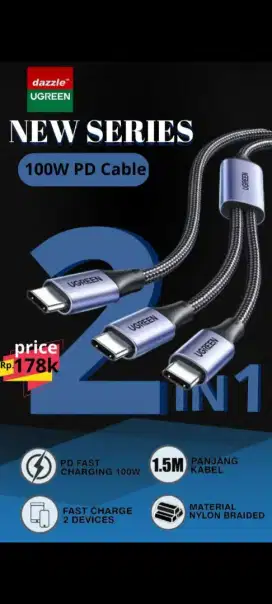 Ugreen kabel data 2 in 1 type C fast charging