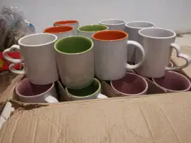 45 Mug Keramik Warna & Gagang Hati
