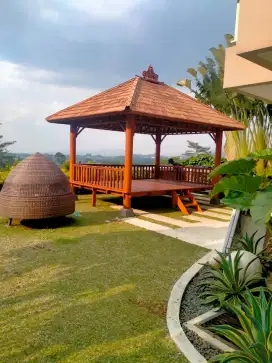 Gazebo minimalis kayu kelapa