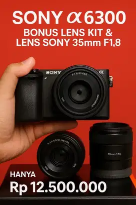 Jual Cepat Sony A6300 + lensa kit & sony 35 mm F1.8