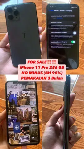Iphone 11 Pro 256 GB Bea Cukai - Battery Health 95% - Mulus & Normal