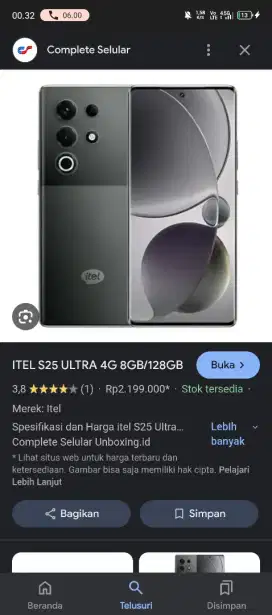 itel s25 ultra 8+8/256 nominus garansi panjang