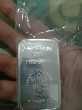Jual perak batangan 99.9% berat 5 Troy ounce