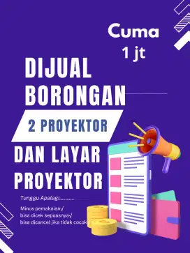 Jual borongan layar proyektor dan  2 proyektor merek MICROVISION