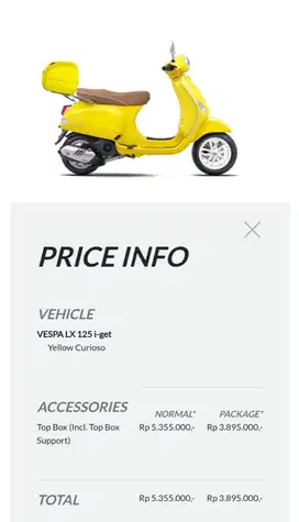 Top box vespa kondisi baru dari dealer