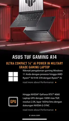 Beli asus tuf gaming a14 , ryzen 9 rtx4060