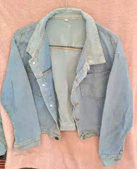Jaket Crop Jeans Wanita Blue Denim