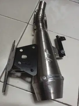 Knalpot brong + braket plat nomor