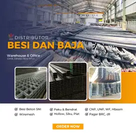 Jual besi beton, wiremesh, plat, hollow, siku, wf, cnp, unp murah.