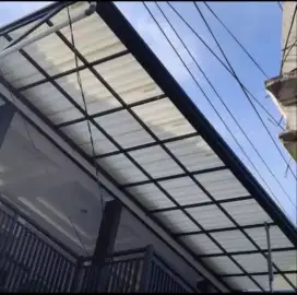Kanopi rangka besi holo atap alderon