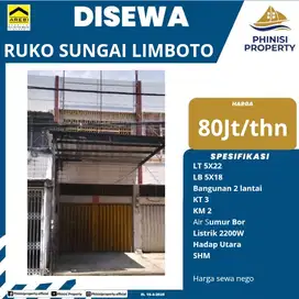 RUKO 2 LANTAI DI SUNGAI LIMBOTO