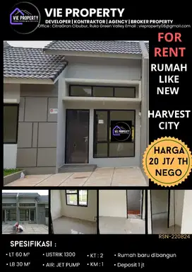 DISEWAKAN MURAH  RUMAH BARU DI HARVEST CITY