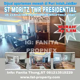 Dijual Apt ST MORITZ Twr Presidential 218m2(4BR+1),Lt 30an,privatelift