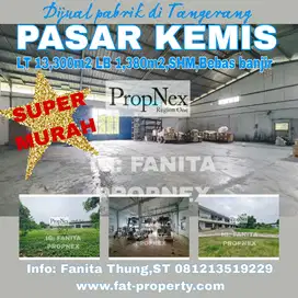Dijual pabrik di Pasar Kemis pinggir jln LT 13,300m2 LB 1,380m2,SHM,PL