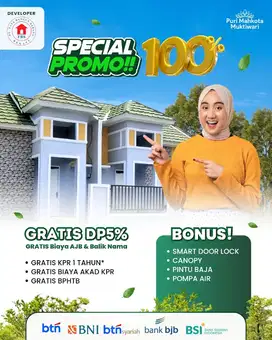 Rumah di Puri Mahkota Muktiwari cibitung bekasi, free cicilan 12 bulan