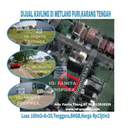 Dijual kavling di Metland Puri,Karang Tengah,Jakarta Barat luas 160m2