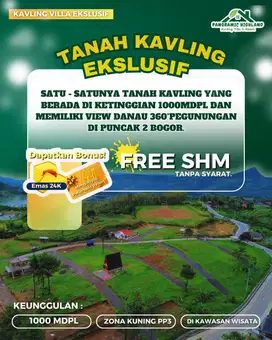 Kavling 1000 MDPL, View Indah! Waterpark & Fasilitas Lengkap!