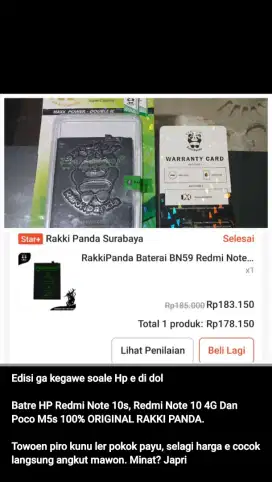 Batre Hp Redmi note 10s, redmi note 10 4G dan poco m5s
