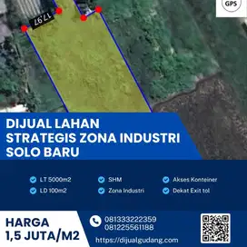 Dijual lahan industri lokasi solobaru luas 5000m BU!