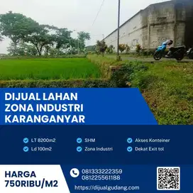 Dijual lahan industri lokasi karanganyar luas 8200m BU!
