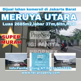 Dijual lahan komersil di Jl Meruya Utara,JakBar luas 2685m2,SHGB,Sltn