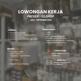 LOWONGAN KERJA - PACKER ONLINE SHOP CIPONDOH