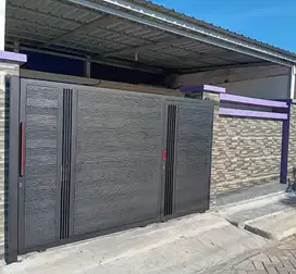 pagar pintu rumah minimalis motif kayu grc