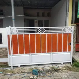 pagar minimalis murah besi grc motif kayu
