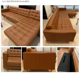 3 seater sofa brown color