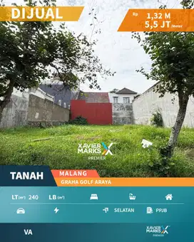 V1 Dijual Tanah Kavling di Graha Golf Araya Malang