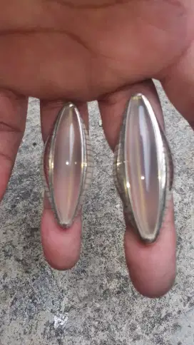 Batu Akik Kalsedon putih Cincin Perak